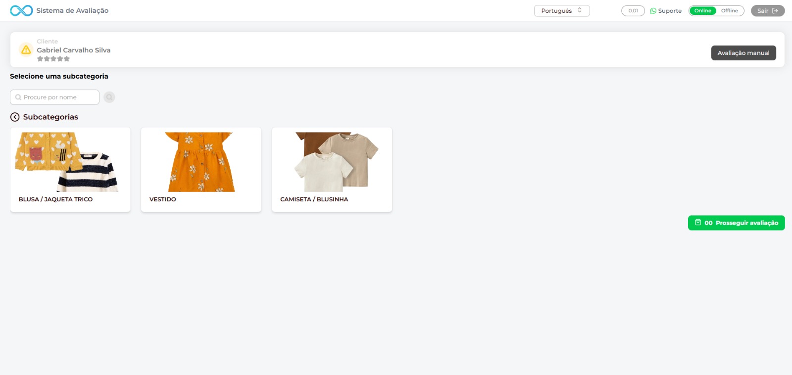 Organização de estoque por subcategorias
